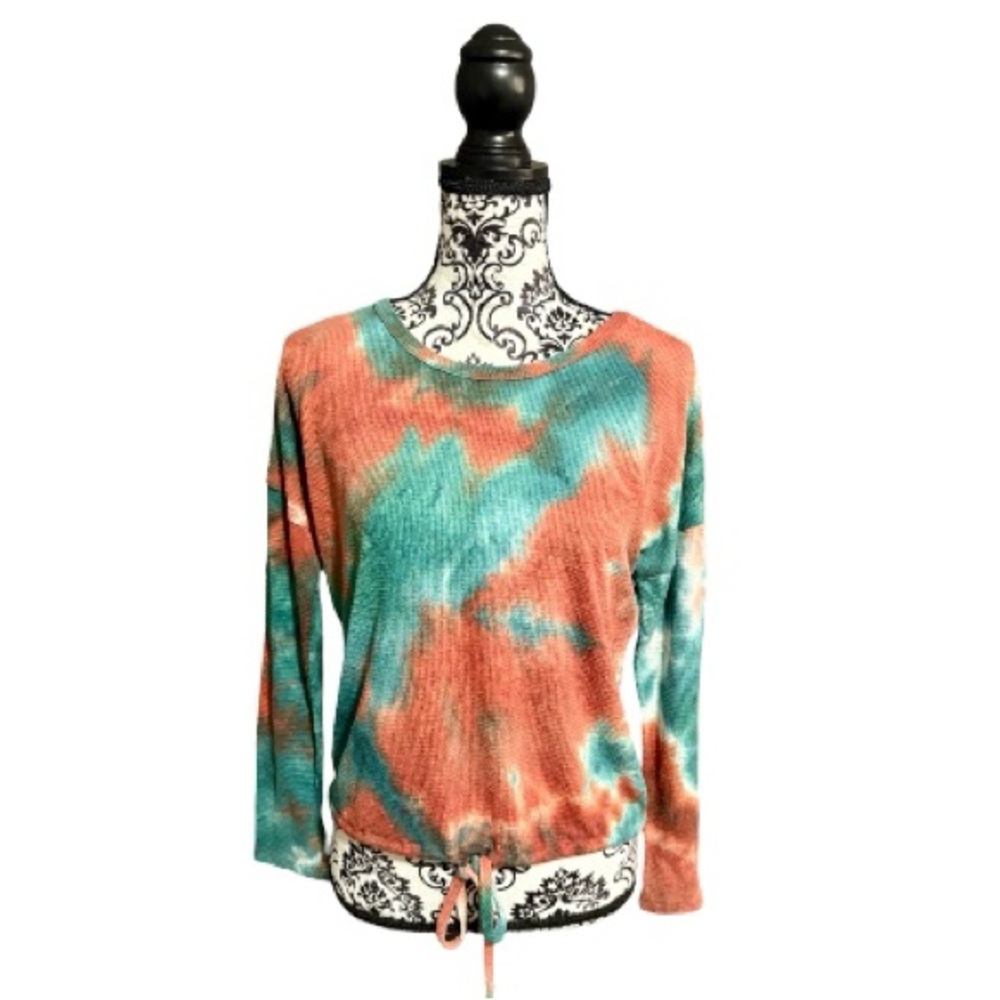 SMOKE & MIRRORS Tie-Dye Waffle Knit Long Sleeve Top